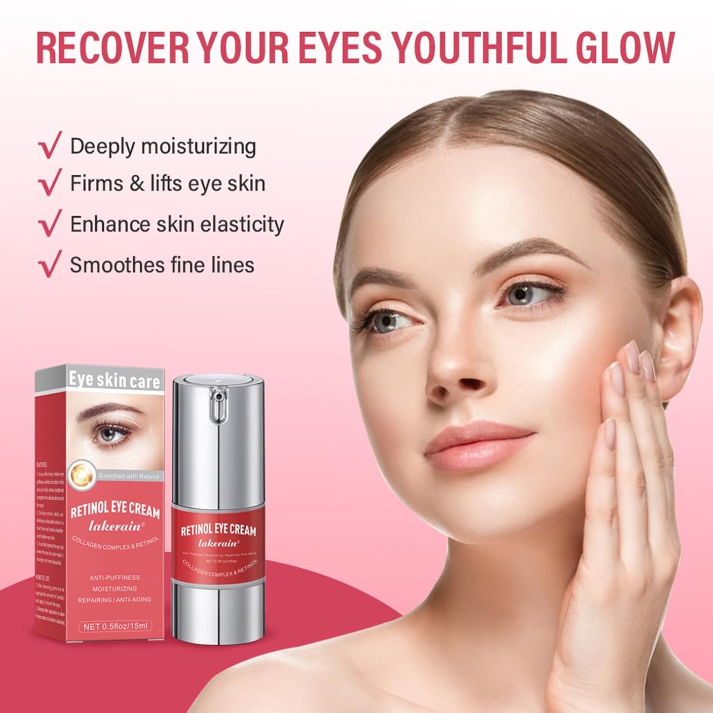NICEFACE Retinol Eye Cream for Dark Circles and Puffiness - Anti Aging Eye Cream with Hyaluronic Acid and Collagen - Deeply moisturizing, Smooth Fine Lines, Enhance Eye Skin Elasticity