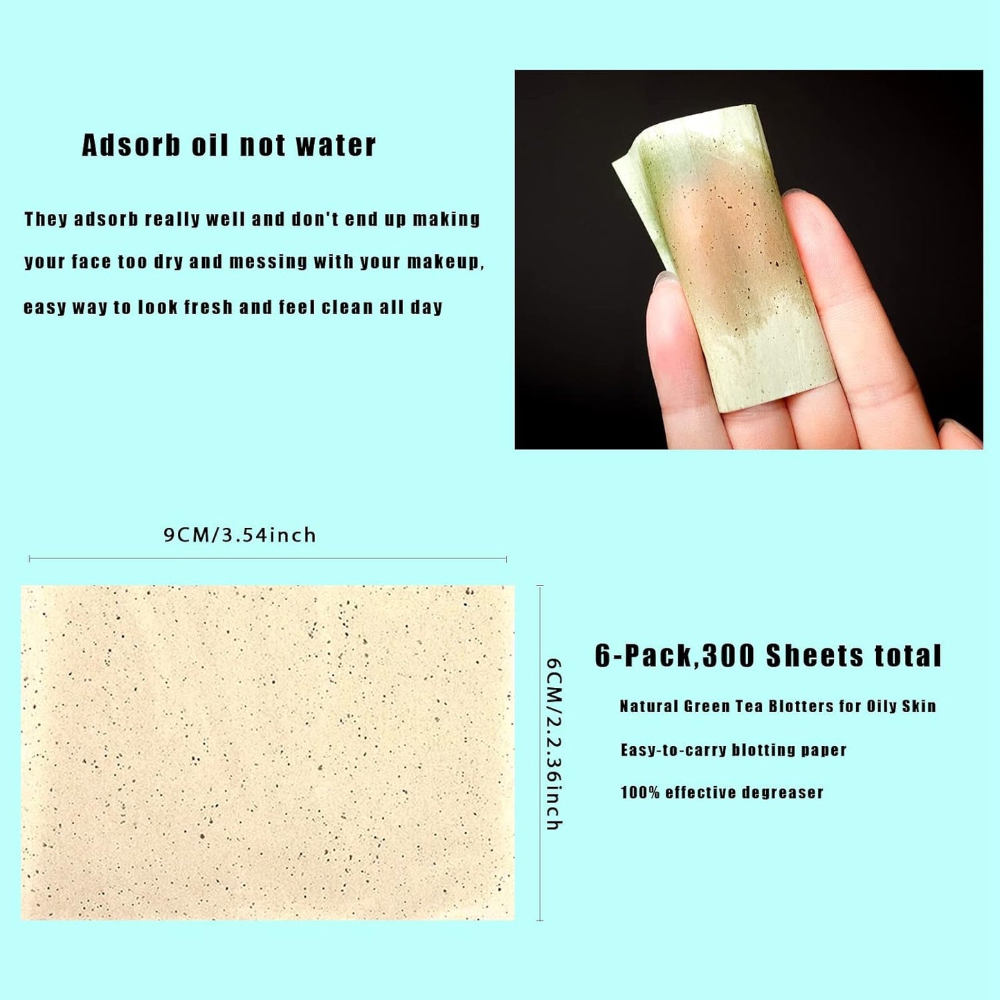 Oil Blotting Sheets, Random pattern 6-Pack,300 Sheets total, Face Skin Oil Control Film Oil-Absorbing Paper for Men Women