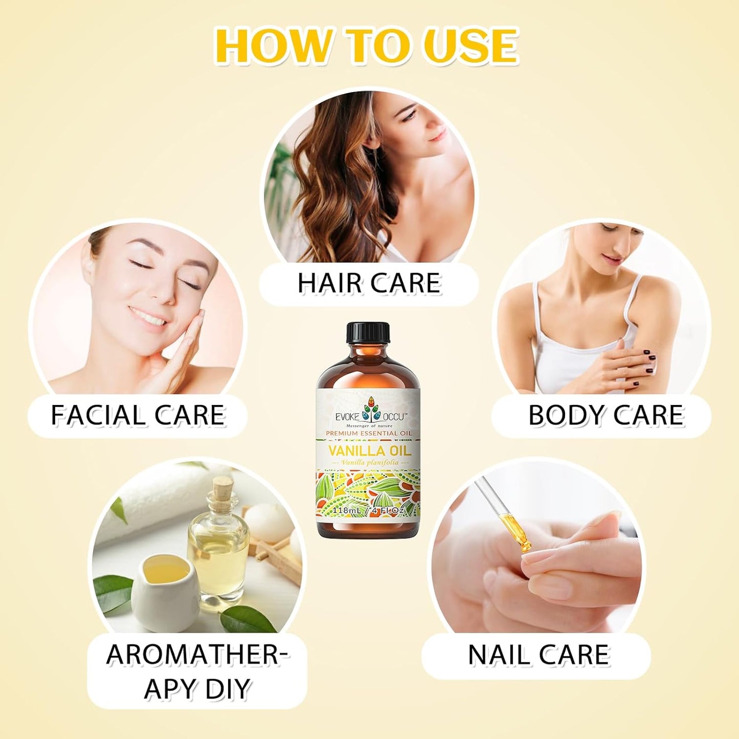 EVOKE OCCU Vanilla Essential Oil for Relaxation in The Home Office Living Room, Add to Diffuser Candle Soap - 4 Fl Oz