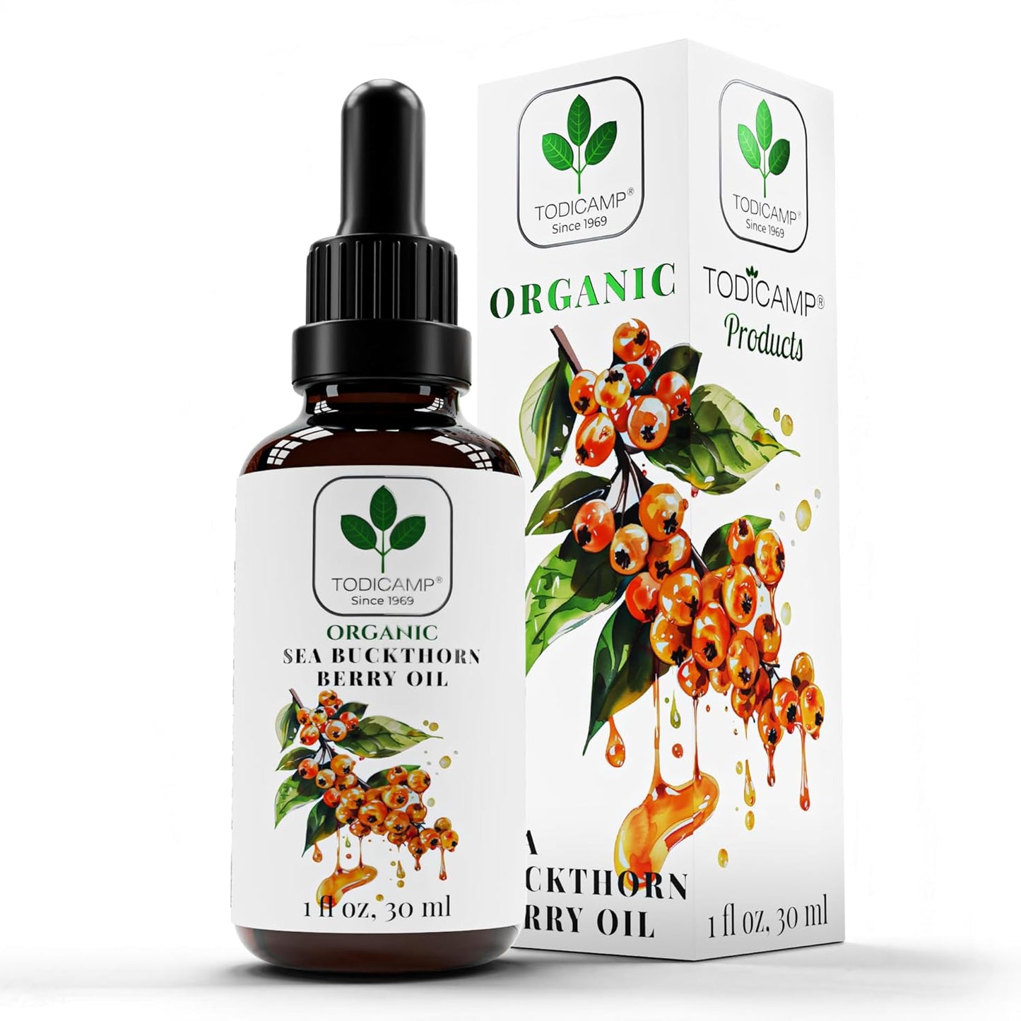 Organic Sea Buckthorn Oil - 1 fl oz Cold-Pressed Sea Buckthorn Berry Oil - Seabuckthorn for Face, Hair, Body & Supplement