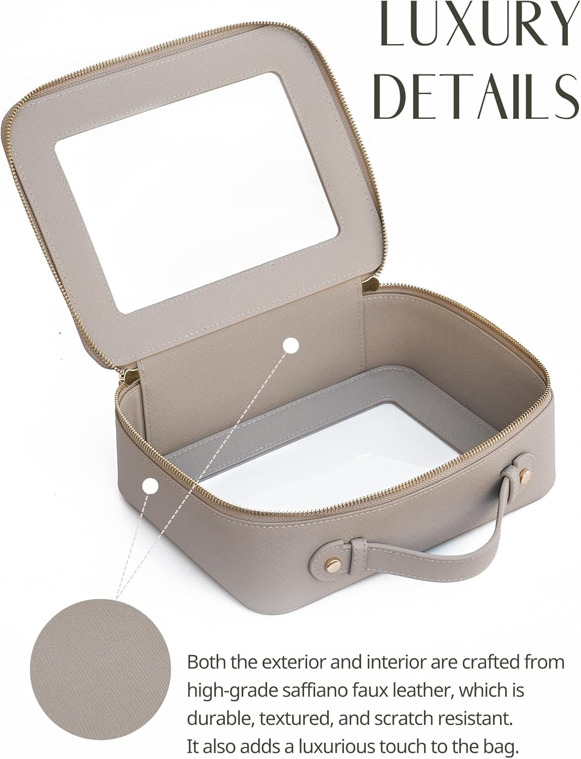 Popvibe Clear Makeup Bag Travel Cosmetic Case Transparent Toiletry Bag with Zipper, Portable Make Up Organizer Traveling Compact Car Bag for Essentials