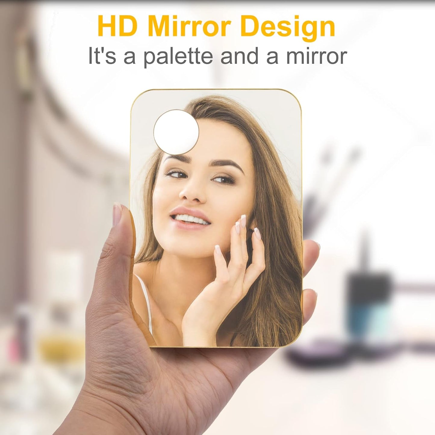 Acrylic Cosmetic Makeup Palette, Makeup Mixing Tray with Makeup Spatula Metal Mirror for Beauty Salon Color Cream Liquid Foundation Mixing Palette (2 Pcs Gold palettes)