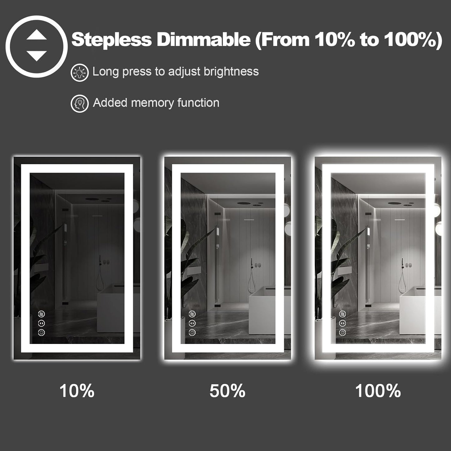 Amorho LED Bathroom Mirror 65" X36" with Front and Backlight, Stepless Dimmable Wall Mirrors with Anti-Fog, Shatter-Proof, Memory, 3 Colors, Double LED Vanity Mirror