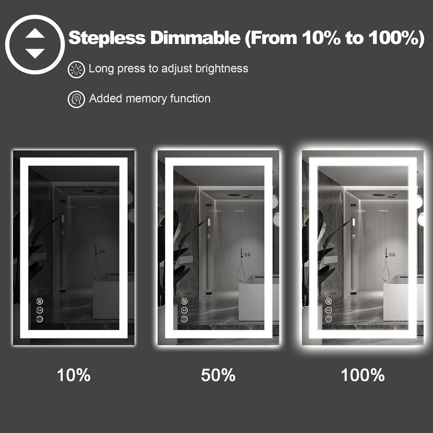 Amorho LED Bathroom Mirror 55''X36'' with Front and Backlight, Large Dimmable Wall Mirrors with Anti-Fog, Shatter-Proof, Memory, 3 Colors, Double LED Vanity Mirror