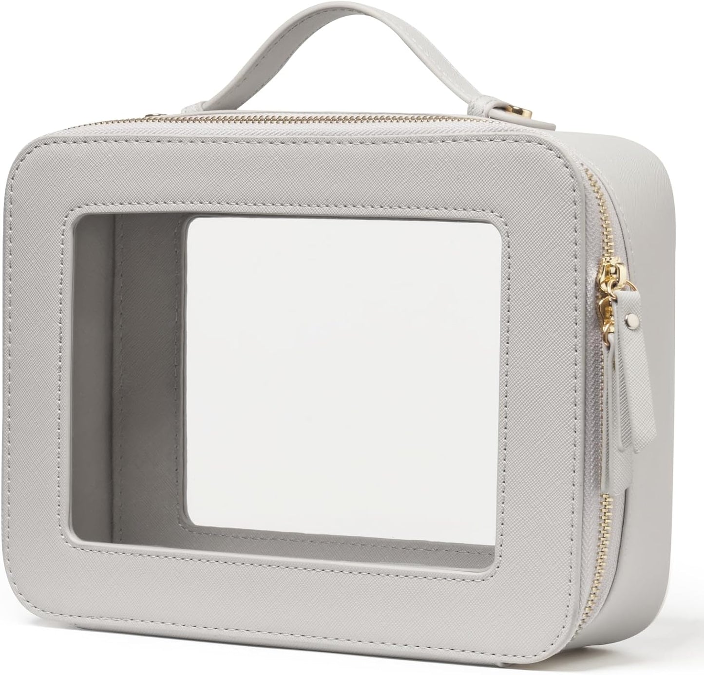 Popvibe Clear Makeup Bag Travel Cosmetic Case Transparent Toiletry Bag with Zipper, Portable Make Up Organizer Traveling Compact Car Bag for Essentials