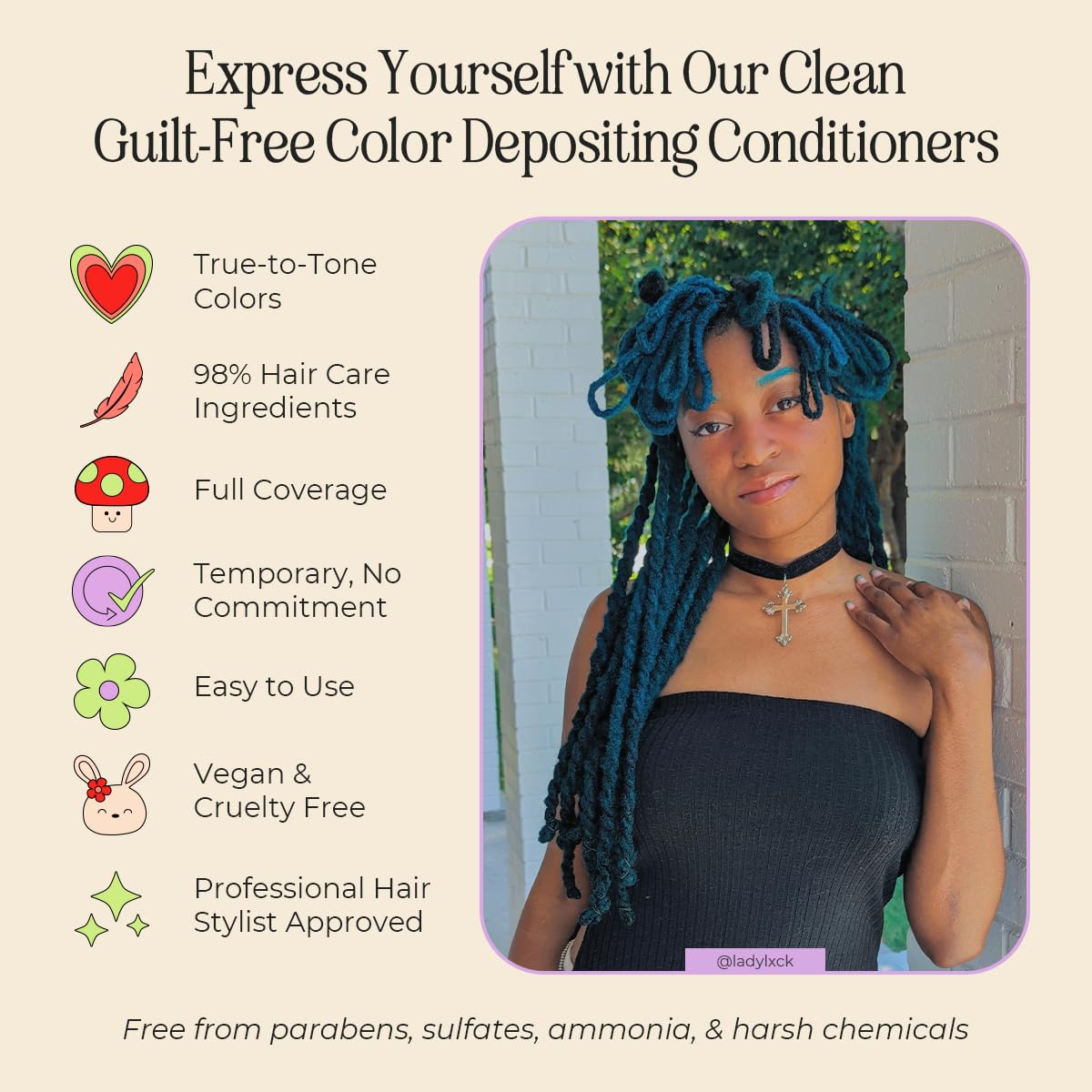 INH Semi Permanent Hair Color | Color Depositing Conditioner, Aquamarine Hair Dye | No Bleach No Peroxide Temporary Blue Green Tint for Women, Men | Vegan, Ammonia Free, Sulfate Free, Ready to Use 6oz