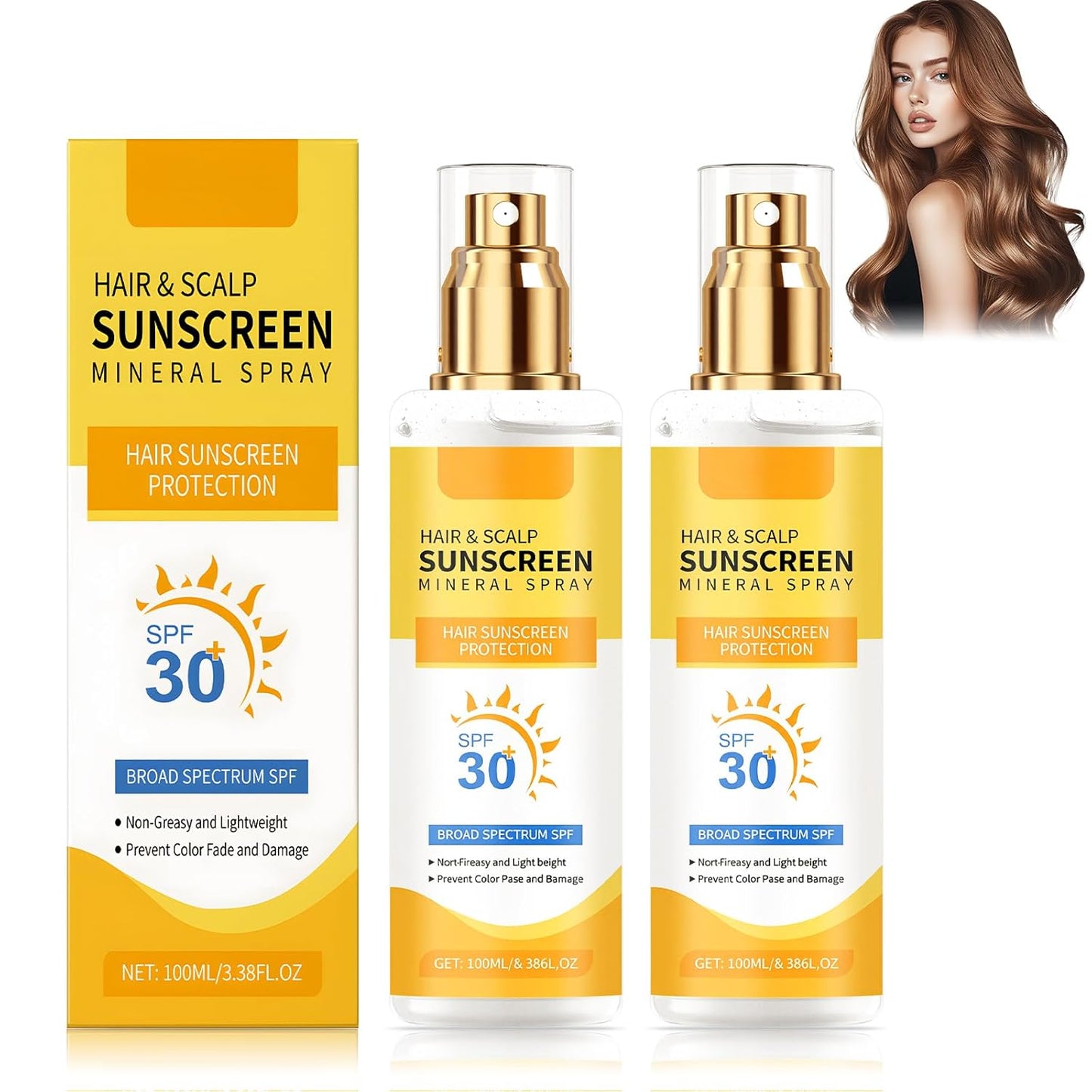 Ultimate Hair & Scalp Sunscreen Spray SPF 30 | Hair and Scalp Sunscreen Spray | Color-Lock UV Shield for Dyed/Highlighted Hair,Travel-Size Scalp Sunblock Prevents Fading & Dryness(2PCS)