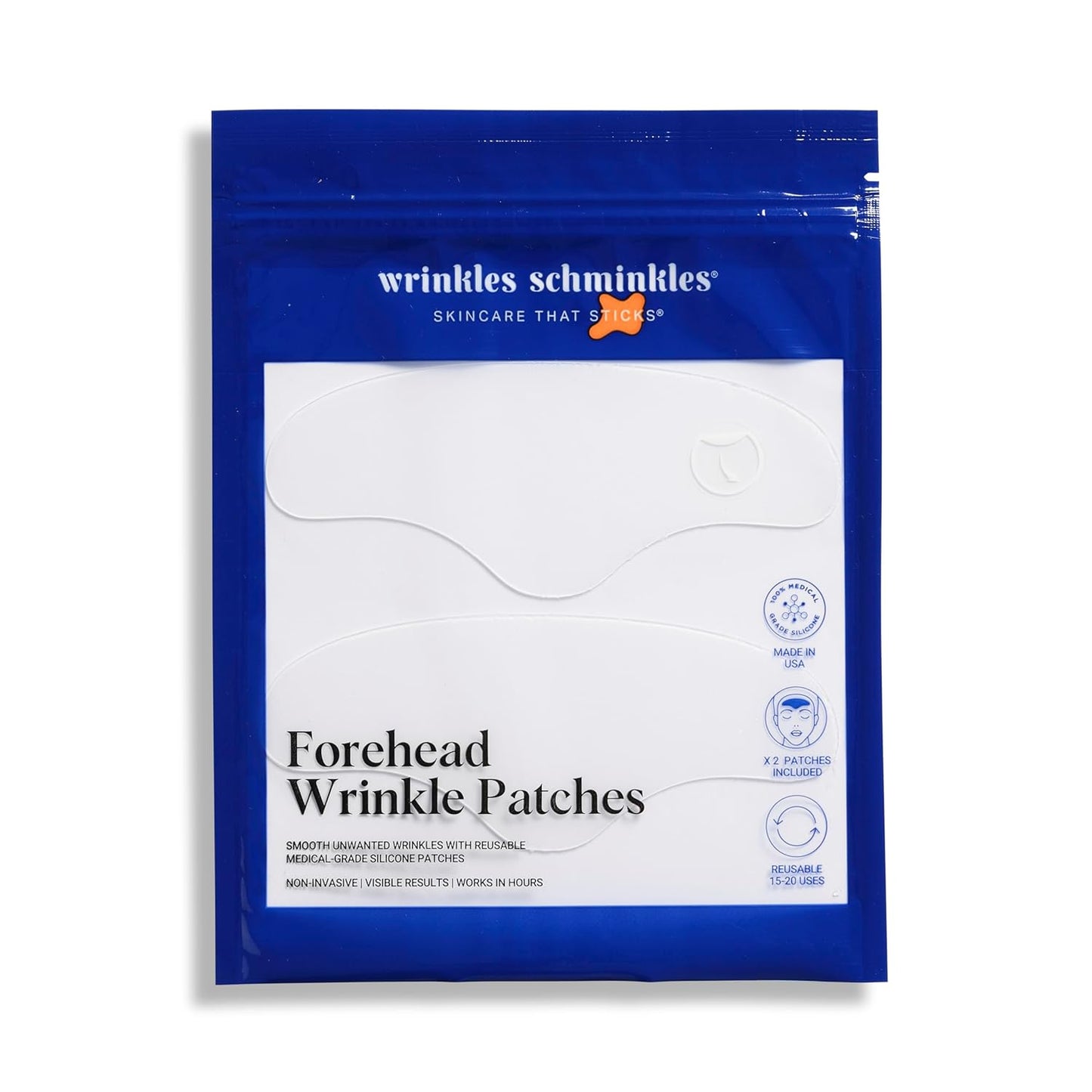 Wrinkles Schminkles Forehead Wrinkle Patches - Reusable Silicone Smoothing Pads for Brow Lift, Wrinkle Smoothers, Reduce Frown Lines & Face Lift (2 Pack)