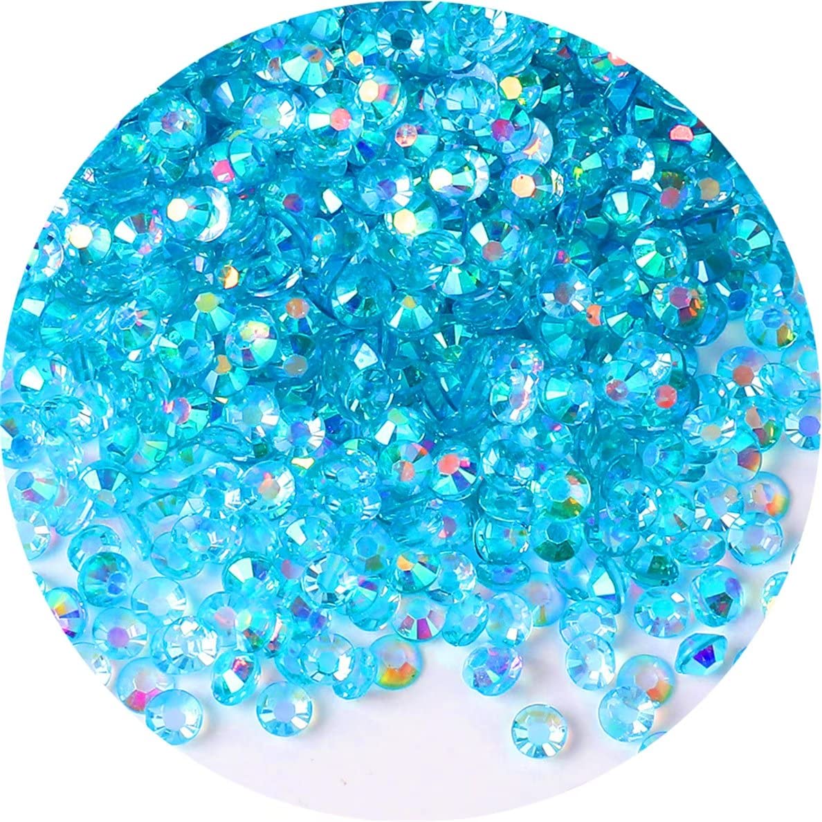 1440 Pcs SS20 5mm AB Flatback Rhinestones for Nails Art Crafts Transparent Glitter Round Gems Crystals DIY Clothes Shoes(Clear Peacock Blue AB)