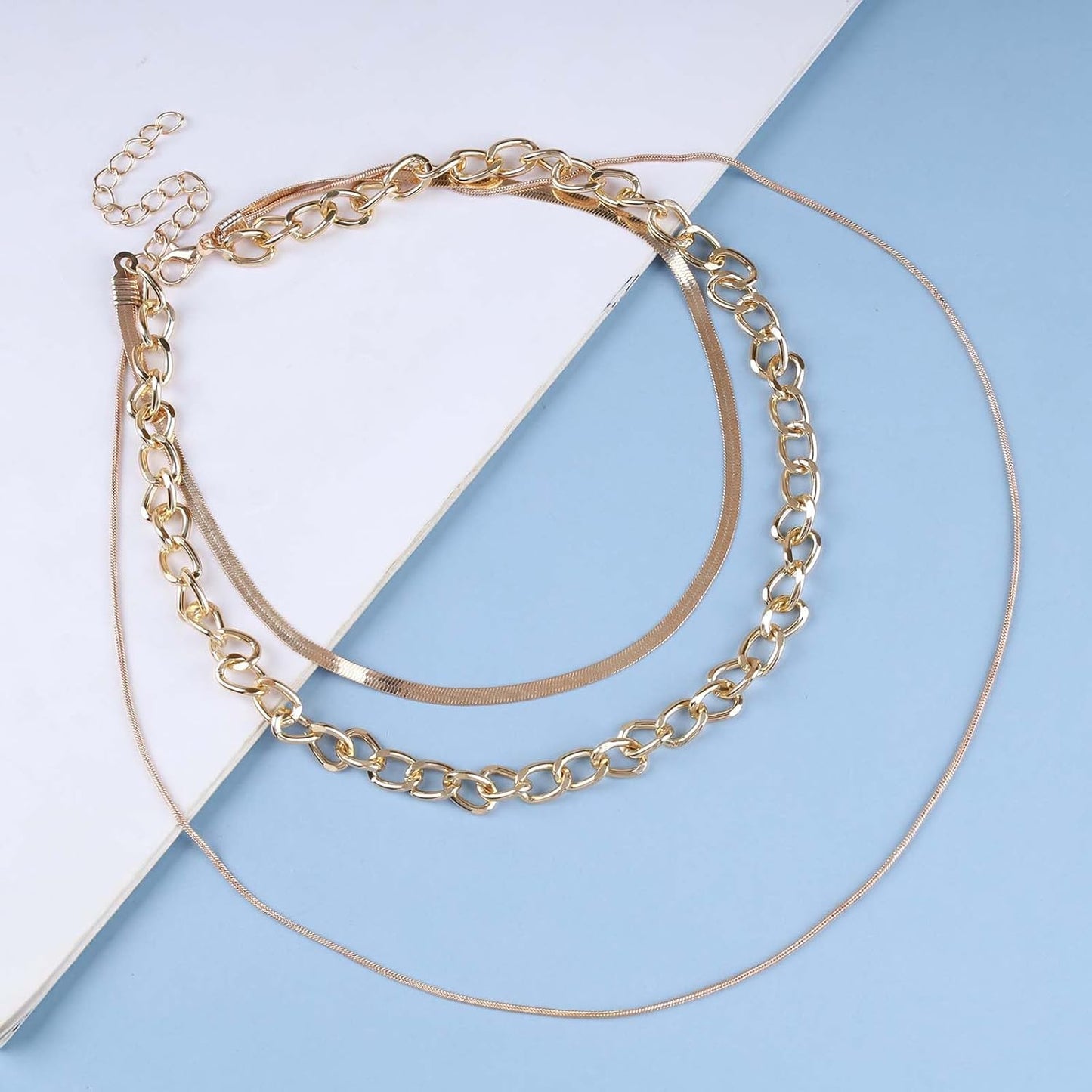 Vintage Layered Snake Chain Necklace Chunky Cuban Chain Necklace Gold Thick Chain Necklace Punk Curb Chain Necklace Jewelry for Women