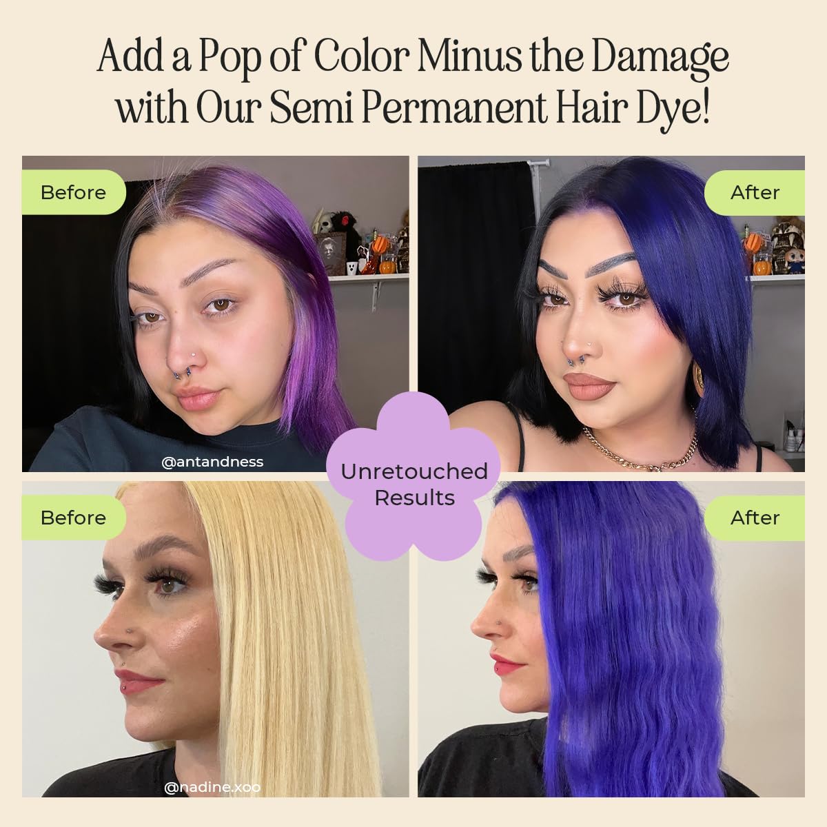 INH Semi Permanent Hair Color | Color Depositing Conditioner | Amethyst Dark Purple Hair Dye | No Bleach No Peroxide Temporary Tint for Women, Men | Vegan, Ammonia Free, Sulfate Free, Ready to Use 6oz