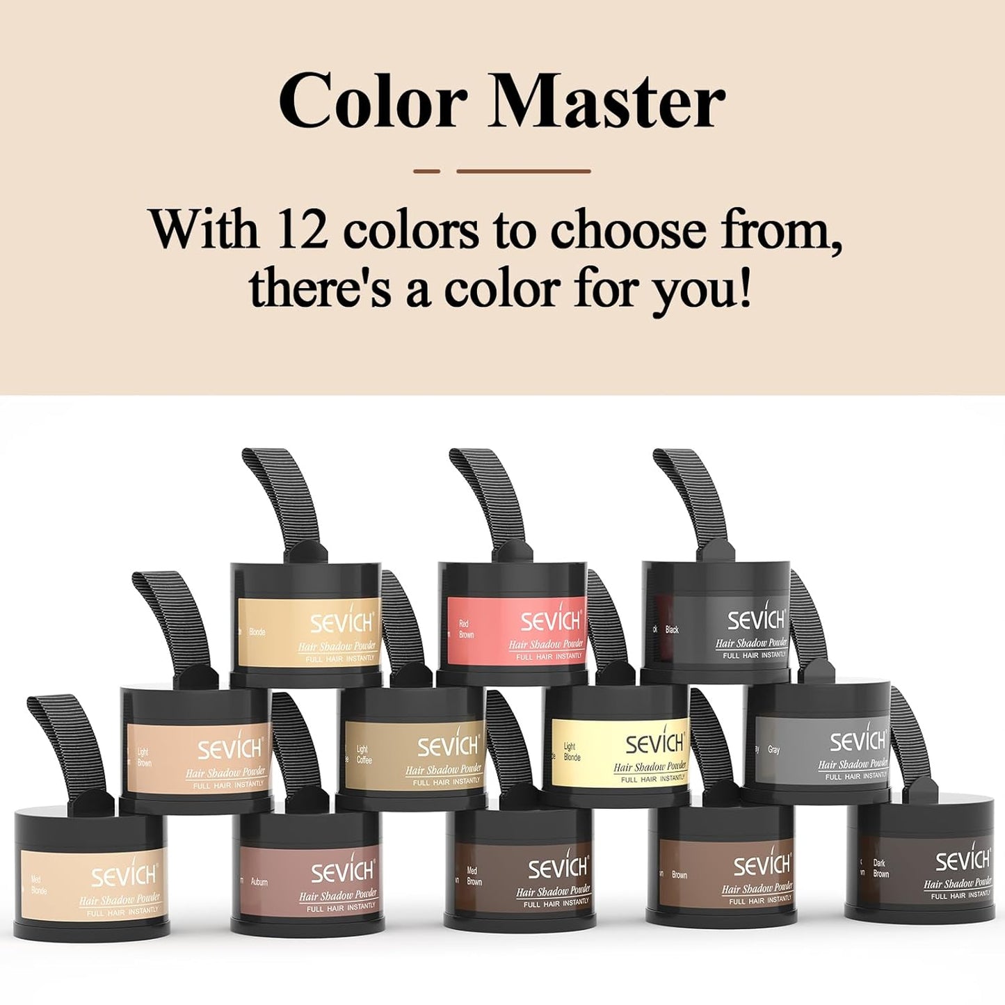 Sevich Hairline Powder，Instantly Conceals Hair Loss, Root Touch up Powder, Hair Shadow Toppers for Women & Men, Touch Up for Thinning Gray Hair, Windproof & Sweatproof, Medium Brown