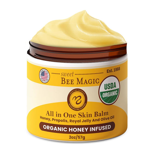 Sweet Bee Naturals - Sweet Bee Magic, All In One Healing Organic Balm. Organic Skin Aid, Small Batch Crafted in USA, Certified Organic, All Natural Skin Aid- 2 Ounce Jar