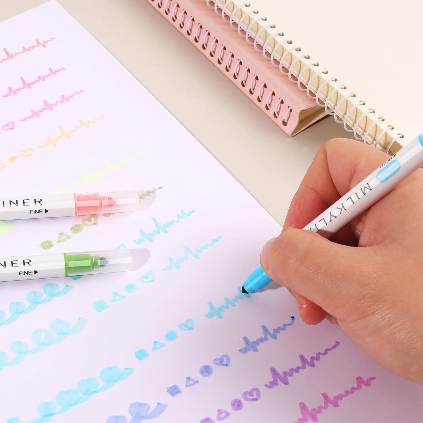 Highlighters Assorted Colors, 12 Pack Dual Tip Aesthetic Highlighter Markers No Bleed Perfect for Bible and Journaling