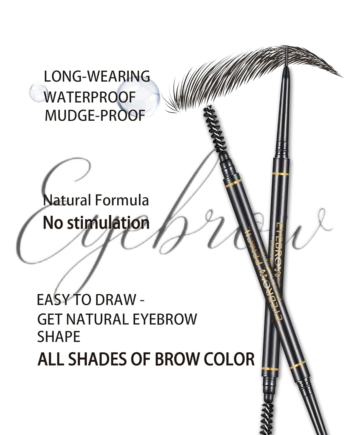 Black Eye Brow Pencils for Women, 6Pcs Waterproof Eyebrow Pencil, 1.5mm Micro-Fine Tip & Spiral Brush with Brow Razors Perfect for Creating a Natural and Delicate Eyebrow Look Makeup
