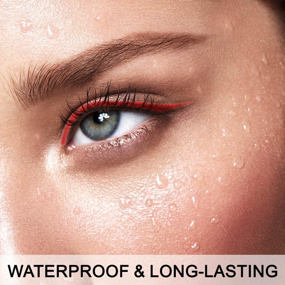 evpct 2Pcs Red Color Gel Glitter Eyeliner Pencils Set for Women Waterline Waterproof Smudge Proof lapiz de ojos delineador de ojos contra el agua Eye Liner Makeup