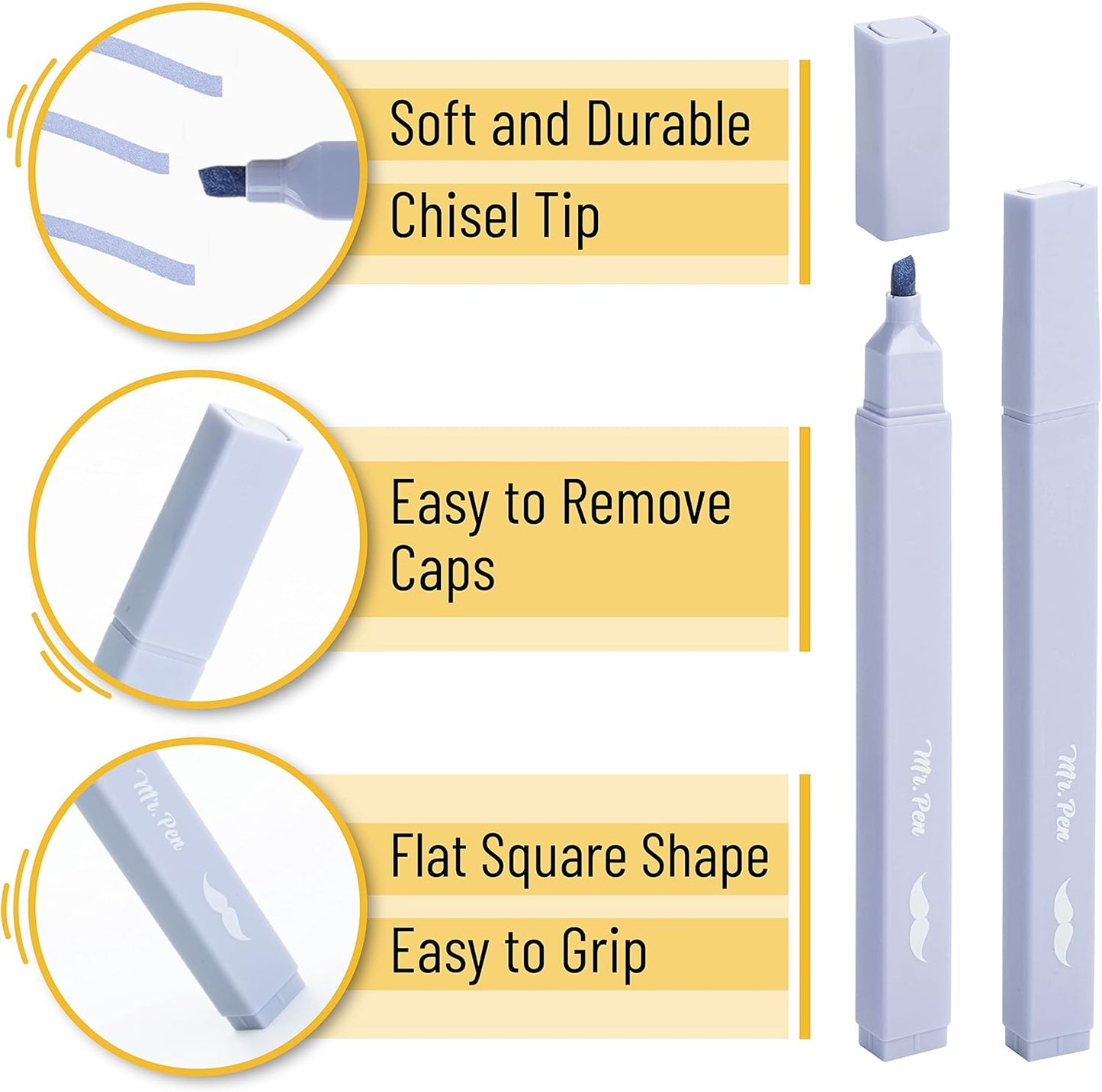 Mr. Pen- Aesthetic Highlighters, 20 pcs, Chisel Tip, Pastel Colors, No Bleed Bible Highlighter Pastel, Assorted Colors