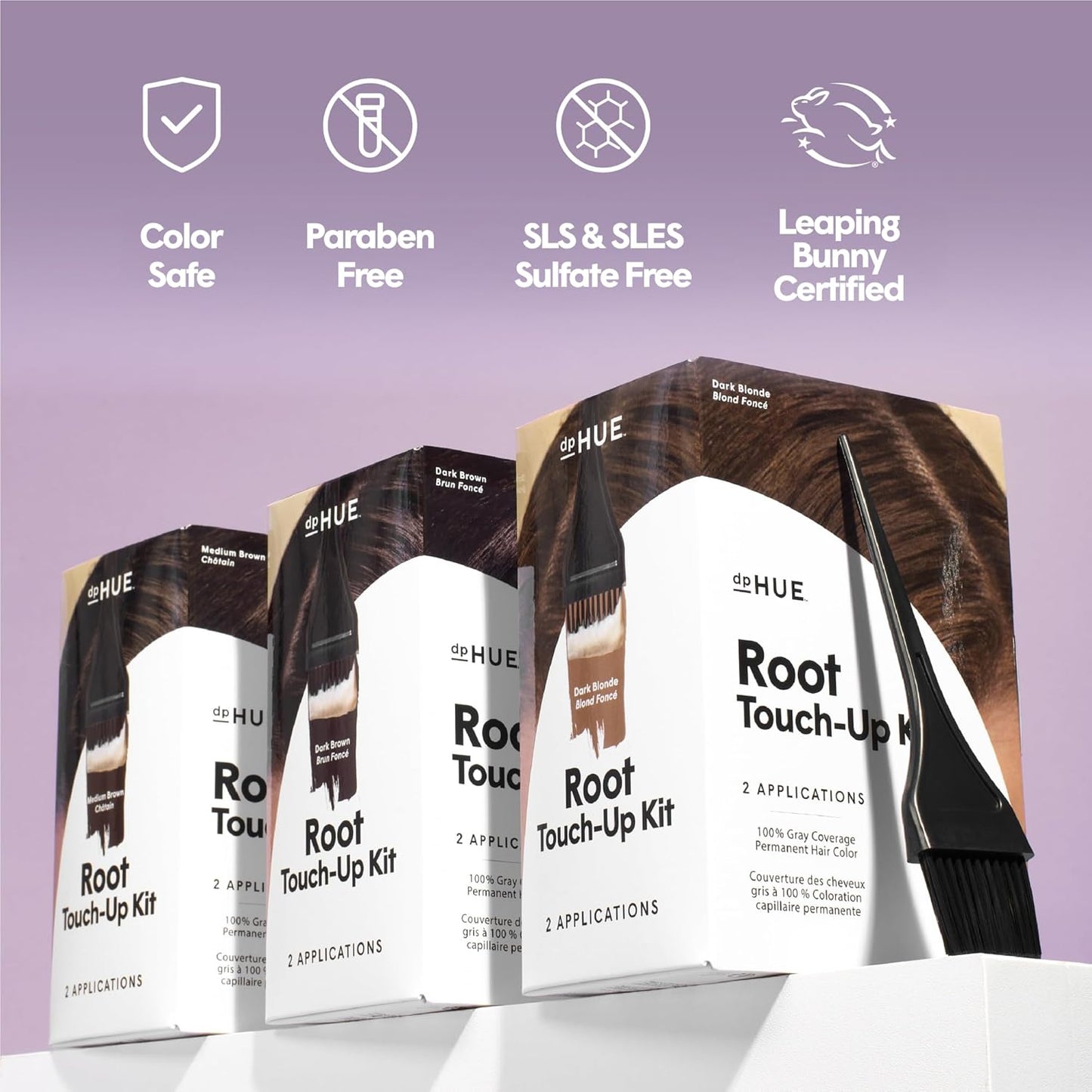 dpHUE Root Touch-Up Kit, Light Brown - Permanent Hair Color for Gray Coverage - Includes Two Applications - Paraben, SLS & SLES Sulfate Free - Leaping Bunny Certified