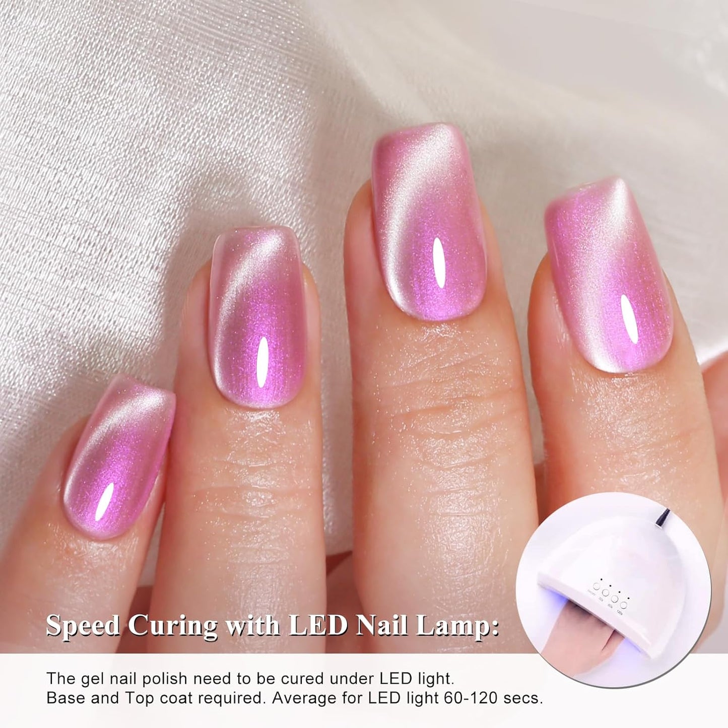 Imtiti Aurora Cat Eye Gel Polish, Pearl Pink Fairy Holographic Glitter Magnetic UV Soak Off Gel Nail Polish (0.34 Fl Oz-993)