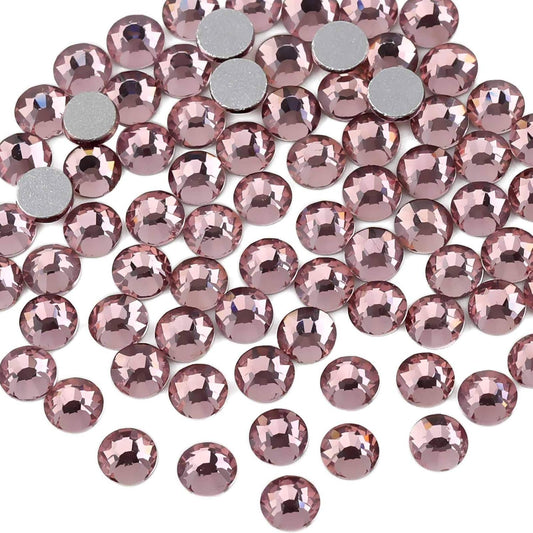 beadsland Flat Back Crystal Rhinestones Round Gems for Nail Art and Craft Glue Fix,Light Purple (3.8-4.0mm) SS16/1440pcs