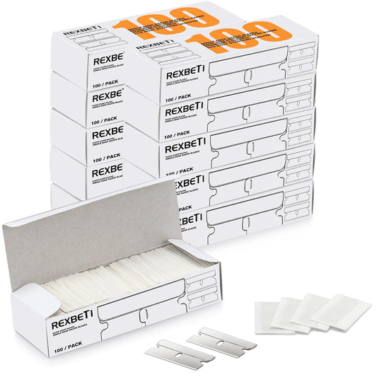 REXBETI 1000PCS Single Edge Razor Blades, Industrial Razor Blades, Box Cutter Replacement Blades, Glass Scraper Razor Blades
