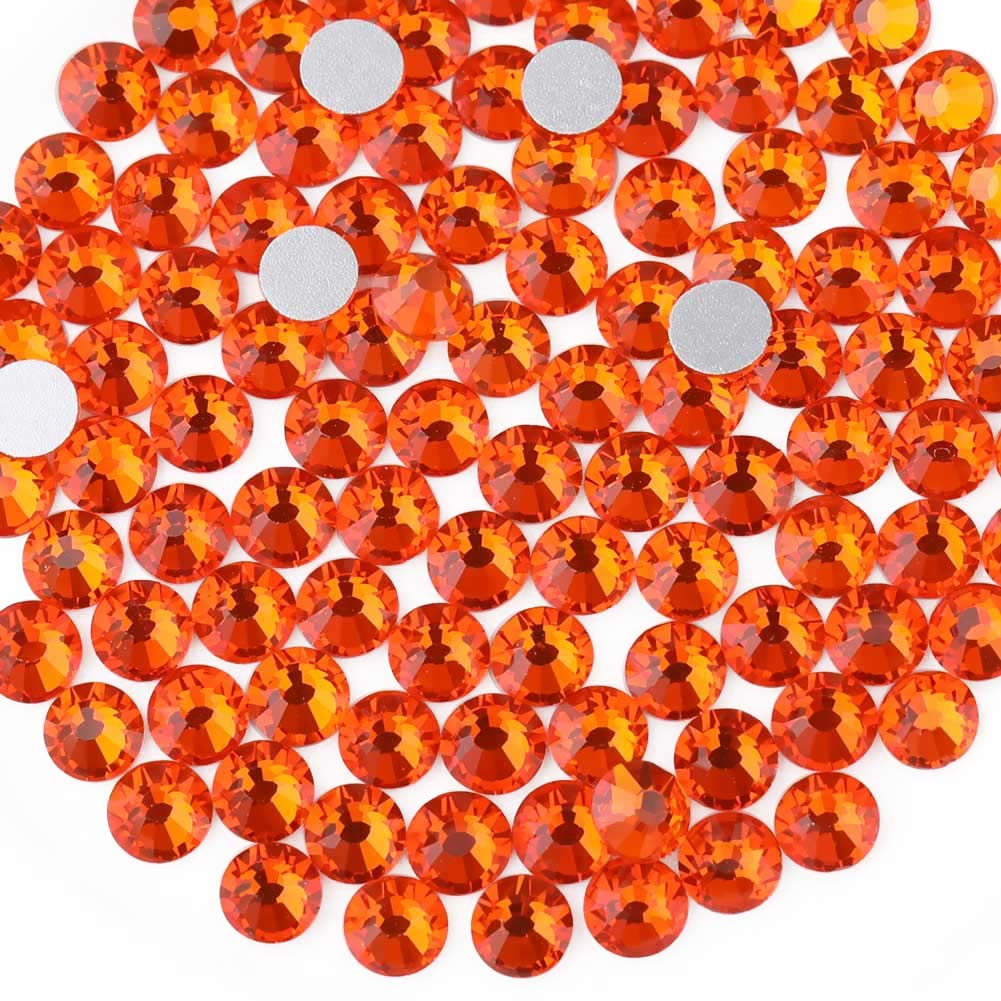 beadsland Flat Back Crystal Rhinestones Round Gems, Orange (1.9-2.0mm) SS6/1440pcs