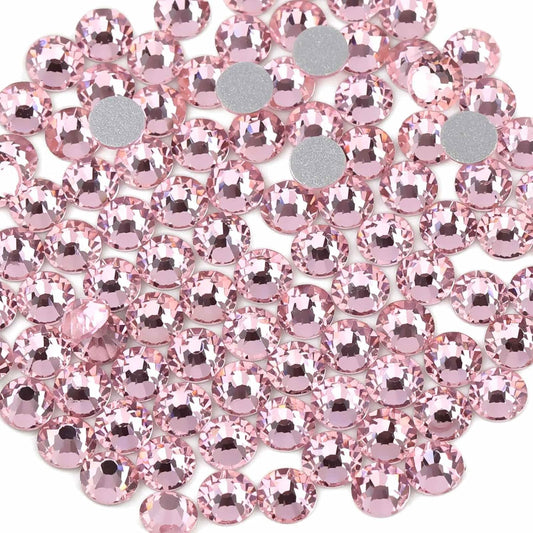 Beadsland 2880pcs Flat Back Crystal Rhinestones Round Gems for Nail Art and Craft Glue Fix,Light Pink,SS4,1.5-1.7mm