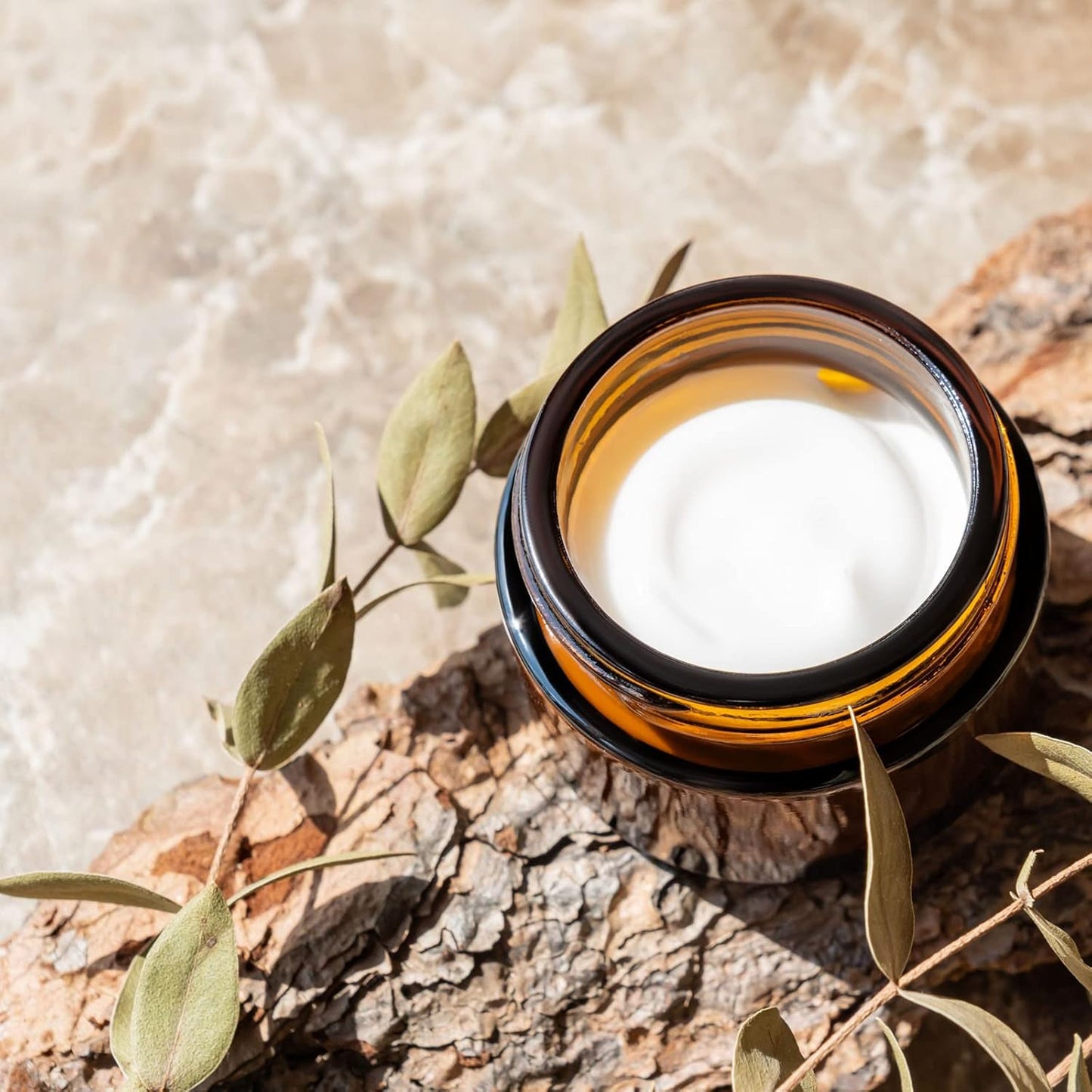 Lil Ray 2 Oz Glass Cream Jars with Gold Lid, Empty Amber Glass Containers, Refillable Cosmetic Vials for Lotion, Ointment (12 PCS)