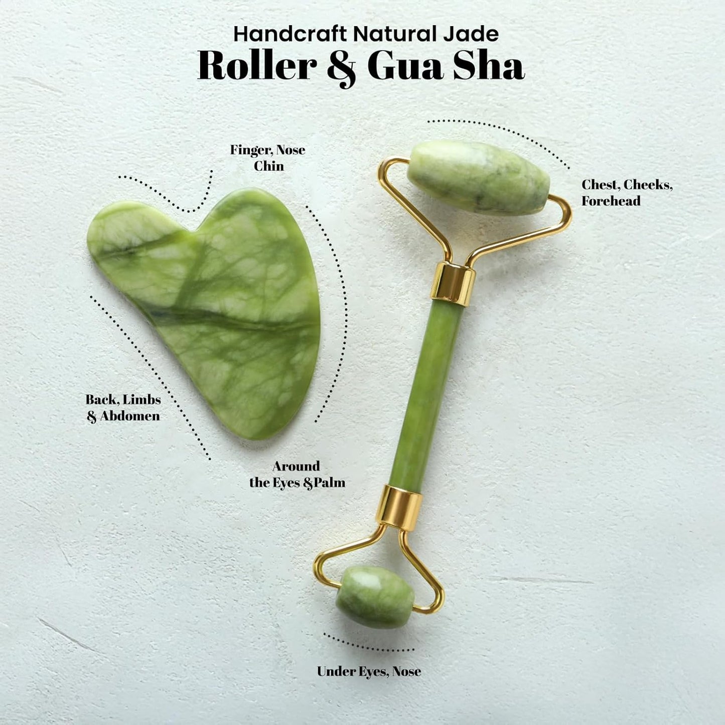 Gua Sha Facial Tools & Jade Roller by ROSELYNBOUTIQUE Original Face Massager for Puffiness Wrinkless Skin Care Routine - Self Care Gift for Men Women