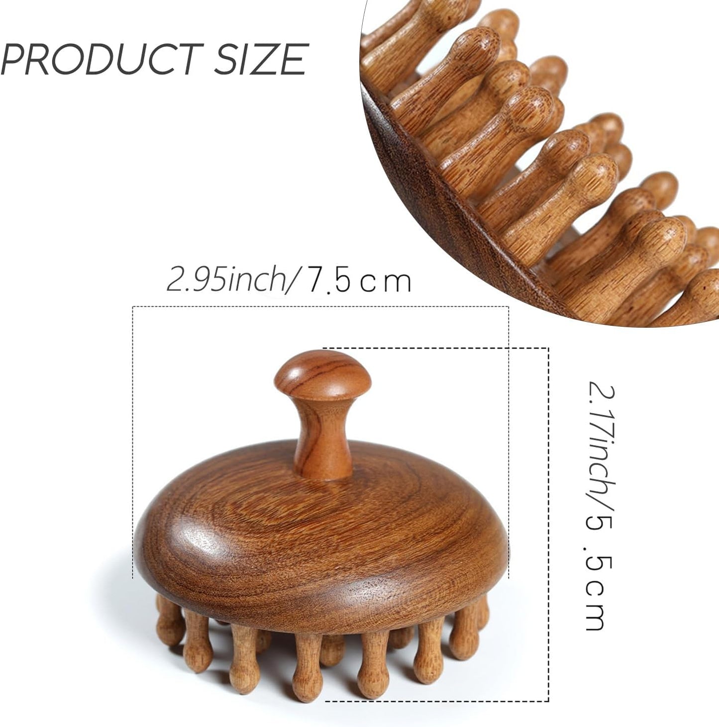 Wooden Scalp Massage Comb - Sandalwood Head Massager Tool, Gua Sha Brush for Women Men Hair Growth Body Massage