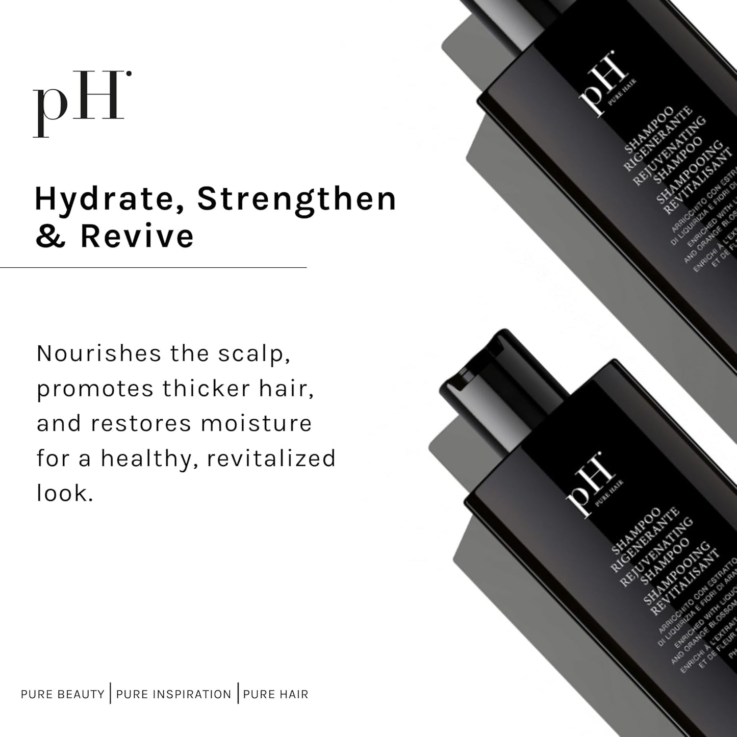 pH PURE HAIR Rejuvenating Hair Growth Shampoo for Thinning & Loss Treatment - Natural Sulfate-Free Shampoo Formula with Licorice & Orange Blossom Extracts - 8.45 oz