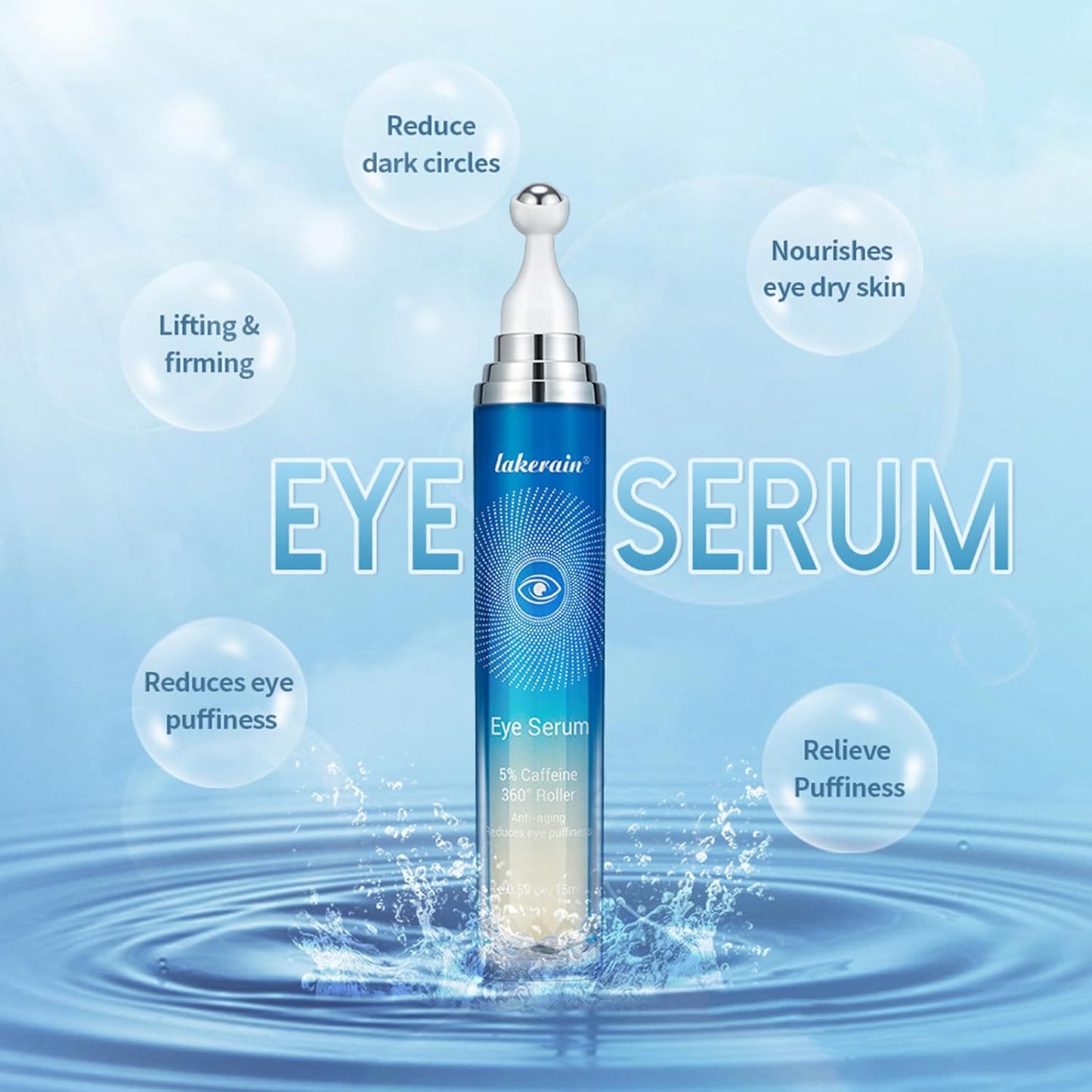 5% Caffeine Eye Cream, Under Eye Brightener, Eye Roller for Puffy Eyes, Dark Under Eye Circles Treatment, Eye Cream for Puffiness and Bags Under Eyes, Under Eye Serum & Eye Oil Roller #01