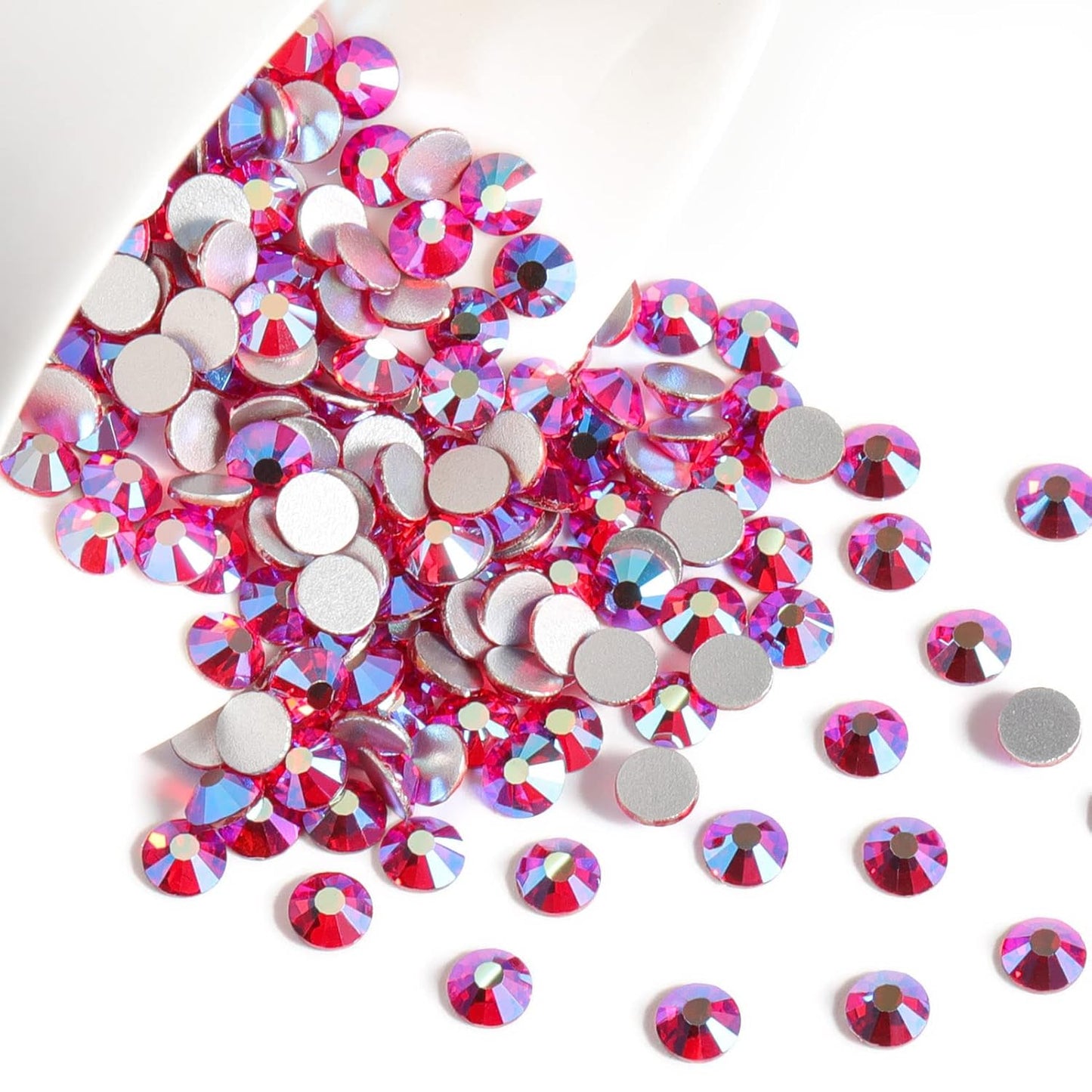 Beadsland 1440 Pieces Flat Back Crystal Rhinestones Round Gems,Light Siam AB,SS8,2.3-2.5mm