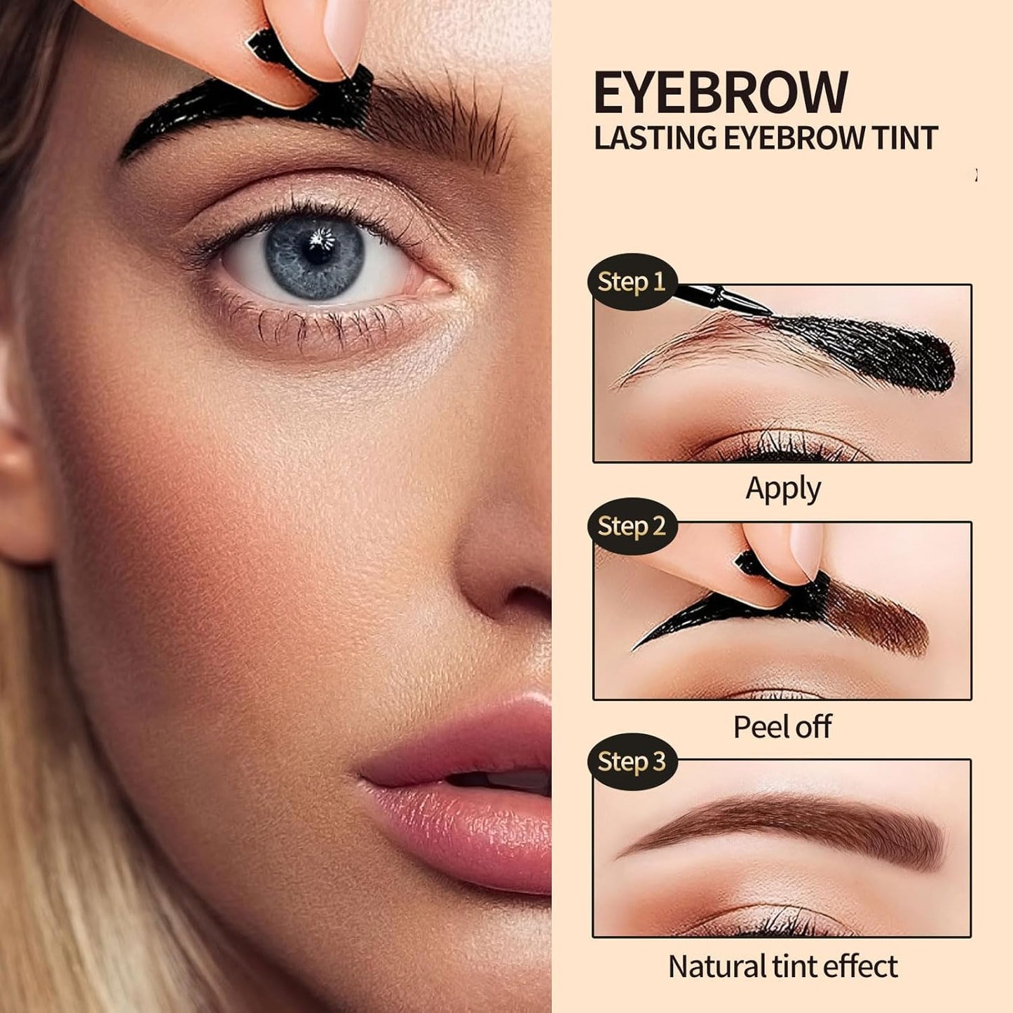 Tattoo Eyebrow Gel Easy Peel Off, Peel Off Eyebrow Tint, Easy Peel off Eyebrow Gel, Peel Off Eyebrow Tint, Waterproof & Sweatproof for All Skin Types (#2 Medium Brown)