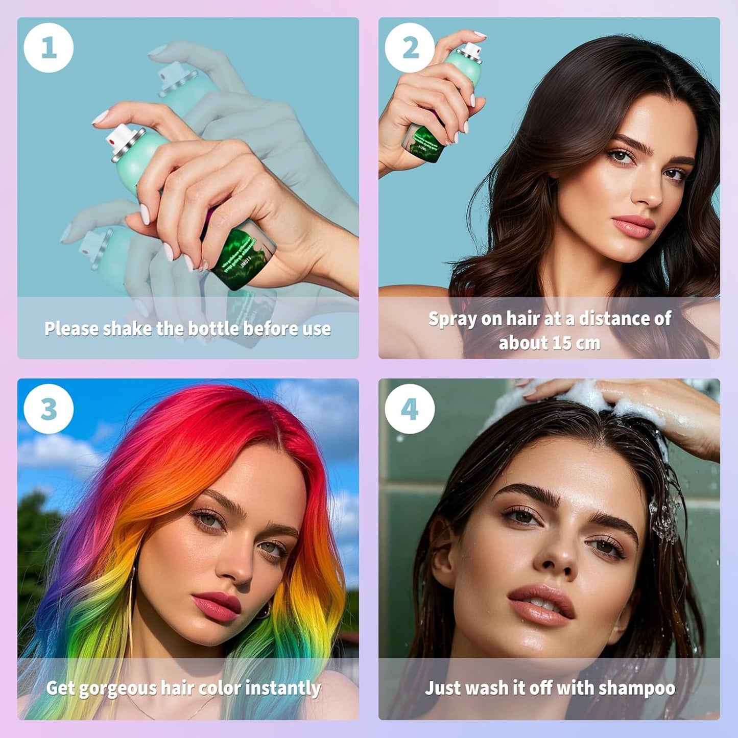 Purple Hair Spray,Hair Color Spray Dye,Temporary Hair Color Spray for Kids Women,Color Hair Spray Pomades,Washable Hair Coloring Natural Hair Dye for Party,Halloween,Cosplay(Purple)