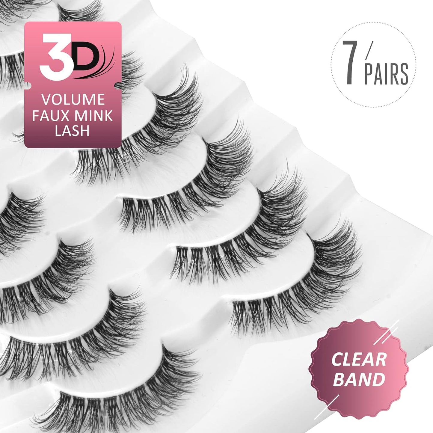 Onlyall Natural Eyelashes Mink False Eyelashes Natural Wispy Lashes Soft Clear Band Lashes Fluffy False Lashes 14MM A11