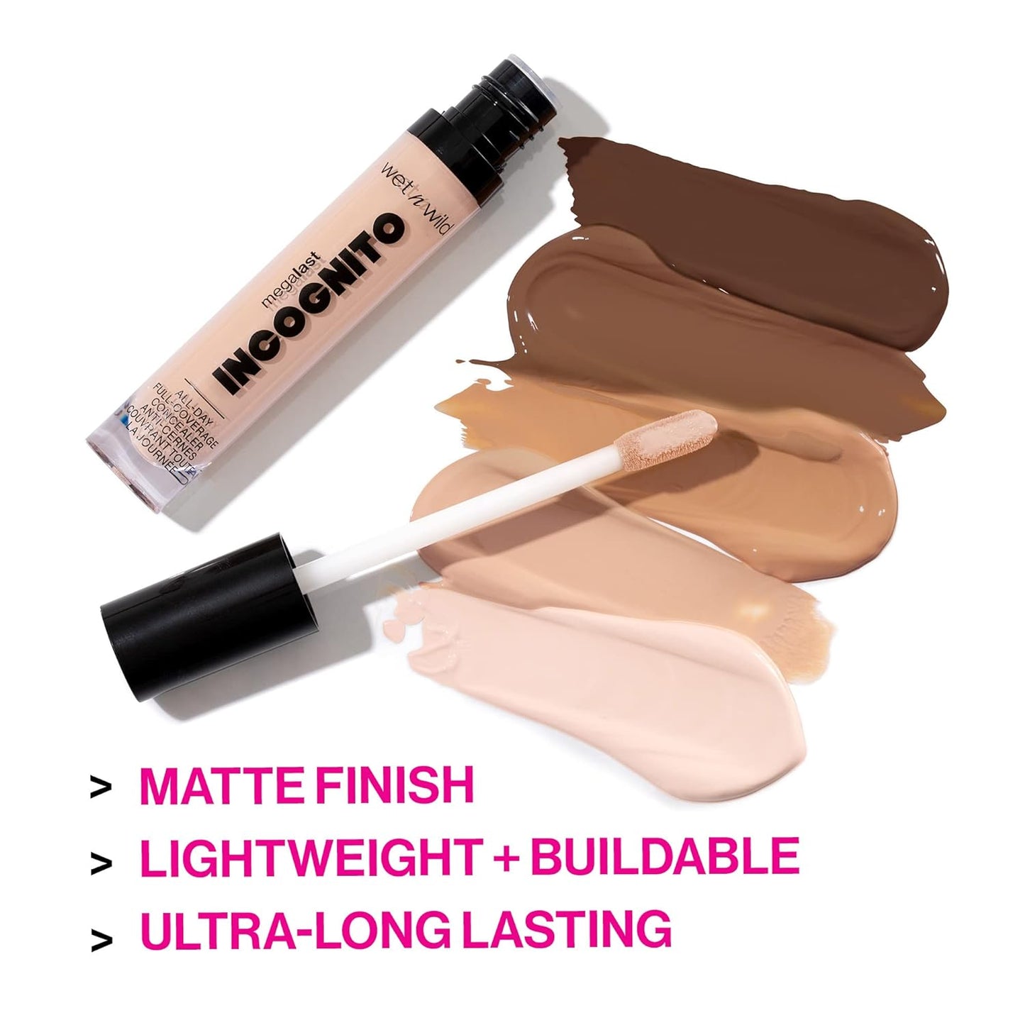 wet n wild Mega Last Incognito All-Day Full Coverage Liquid Matte Concealer, Medium Honey, 0.18 Ounce