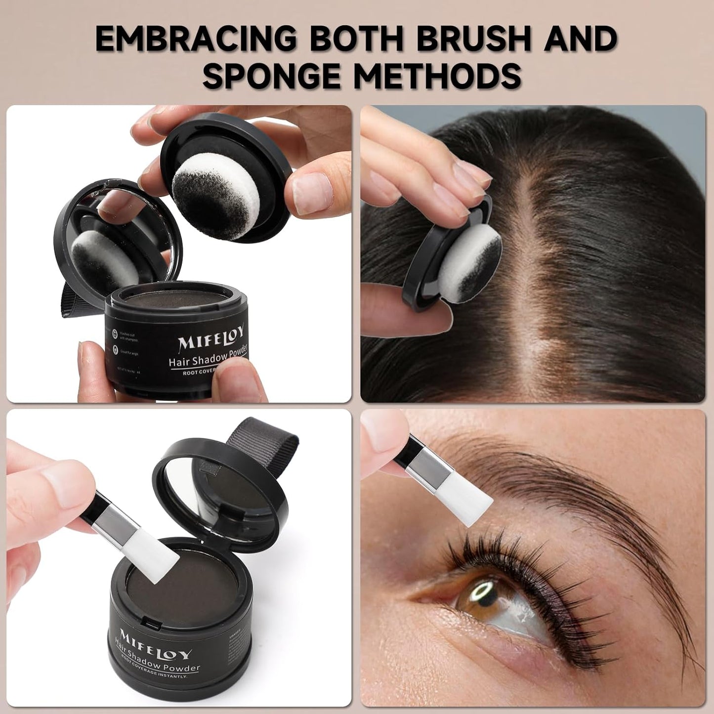 Root Touch Up Powder, Instantly Gray Hair Cover Up, Women Color Root Coverage Shadow Powder for Thinning Grey Hairline, Men Roots Concealer for Hair Loss Beard Line Eyebrow, Red Brown