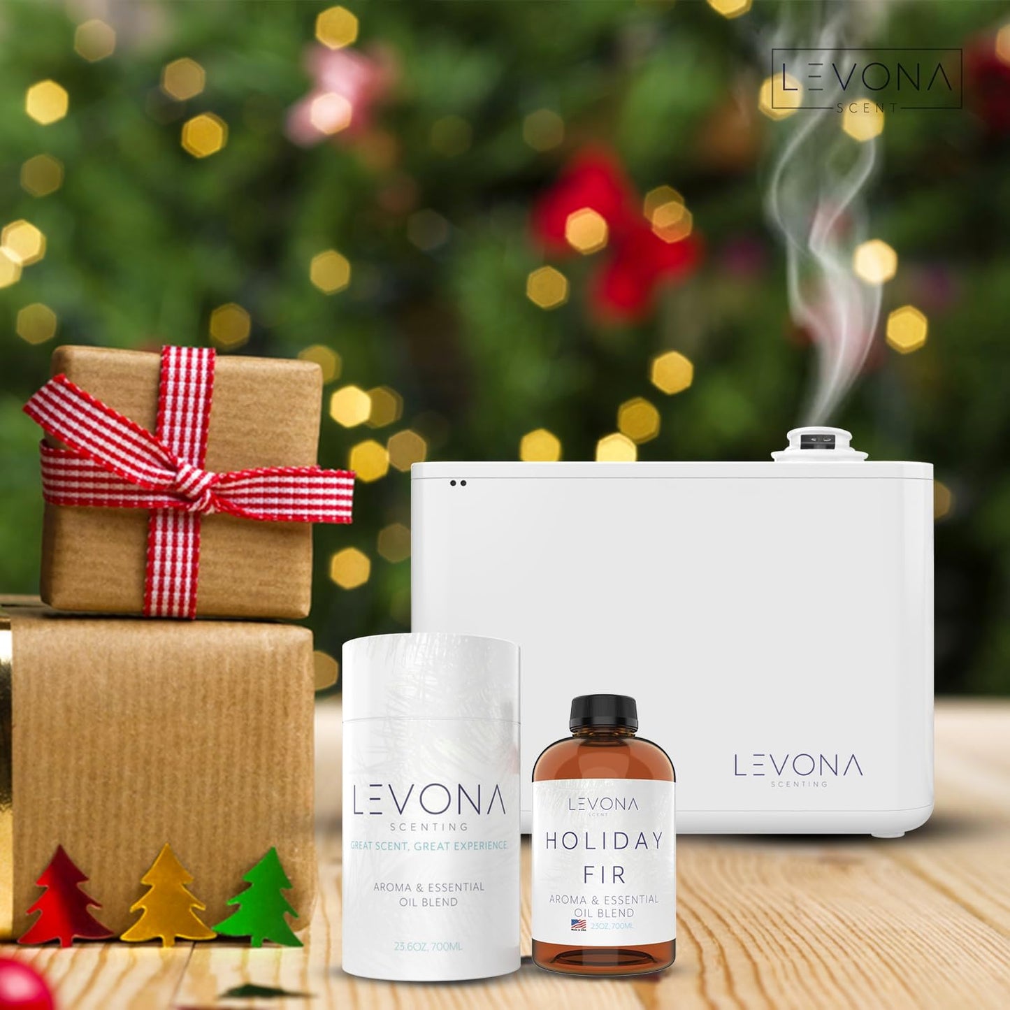 Levona Scent Christmas Essential Oils for Diffuser: Holiday Fir Essential Oil for Diffusers for Home - Essential Oils with Notes of Sandalwood & Amber Oil - Winter Fir and Balsam Fragrance - 700Ml