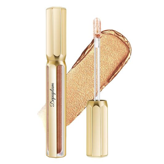 Gold Lipsticks for Women Metallic Lipstick Long Lasting Non Stick Cup Lip Gloss, Shimmer Lightweight Hydrating Full Coverage Lip Color,DP111 Ponyo