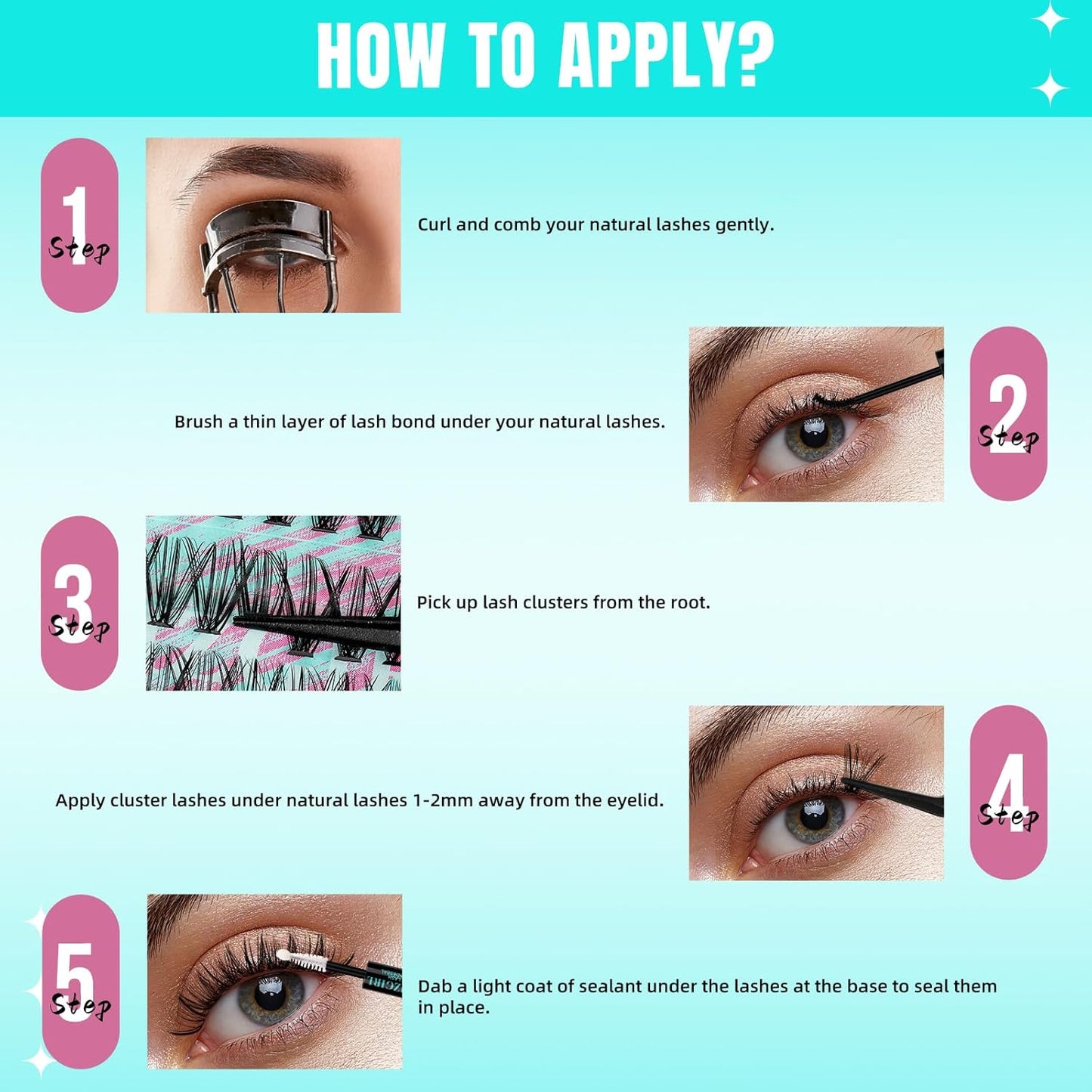 Lash Clusters Wispy 280PCS Eyelash Extension 80D Cluster Lashes Individual Lashes DIY Lash Extension Natural Look Cluster Eyelash Extensions Soft False Eyelashes at Home for Beginners(16mm)