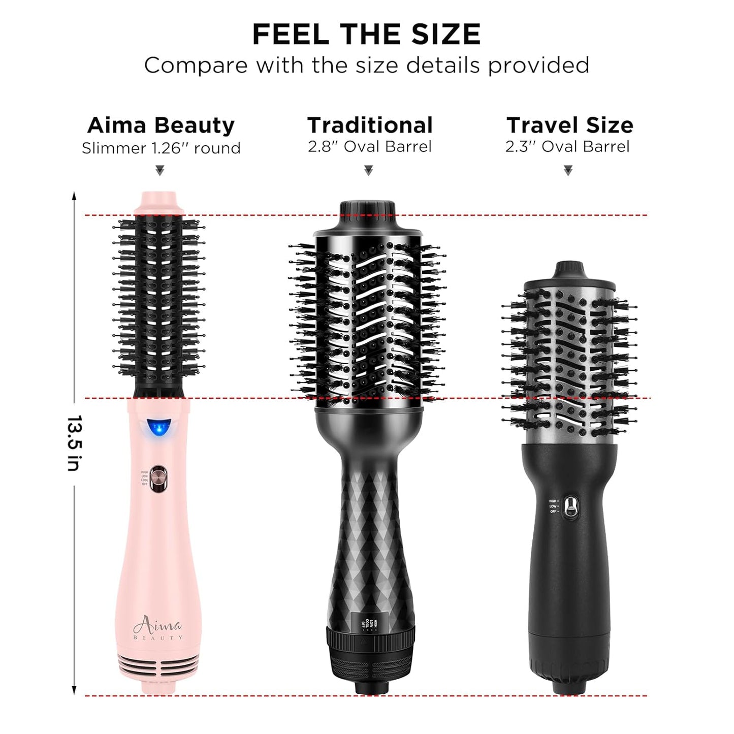 Hair Dryer Brush Blow Dryer Brush in one, Aima Beauty 1.25'' Round Brush Blow Dryer Ionic Hot Air Brush Styler Volumizer with Ceramic Coating & Tufted Bristles for Smooth and Shiny Blowout, Pink