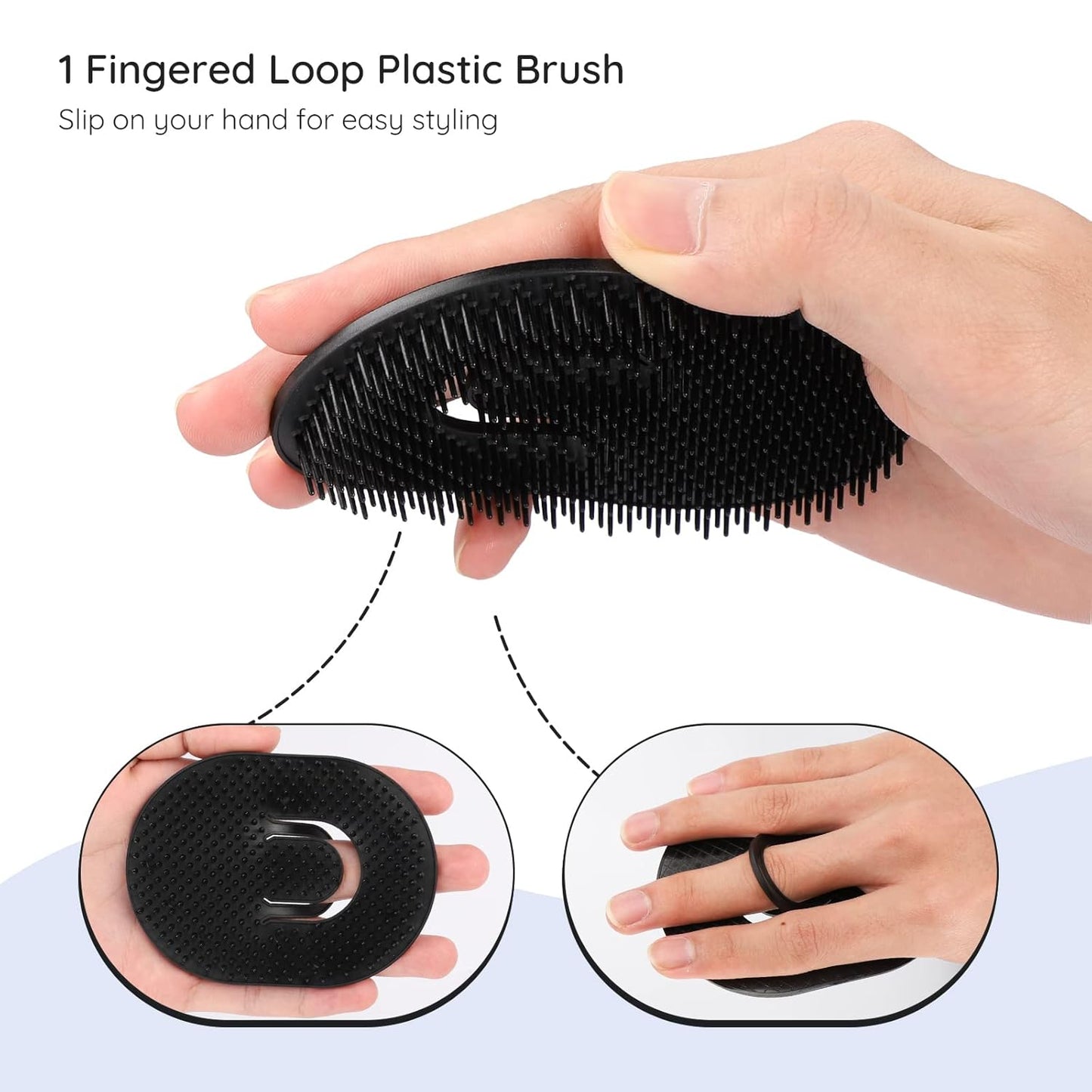 Segbeauty Scalp Massage Brush, 6 pcs Shampoo Brush Floral Shower Comb, Classic Hairdresser Hair Comb, Pocket Hairbrushes Set, Head Massage Brush for Hair Growth Beard Brush Pet Grooming Brushes Black