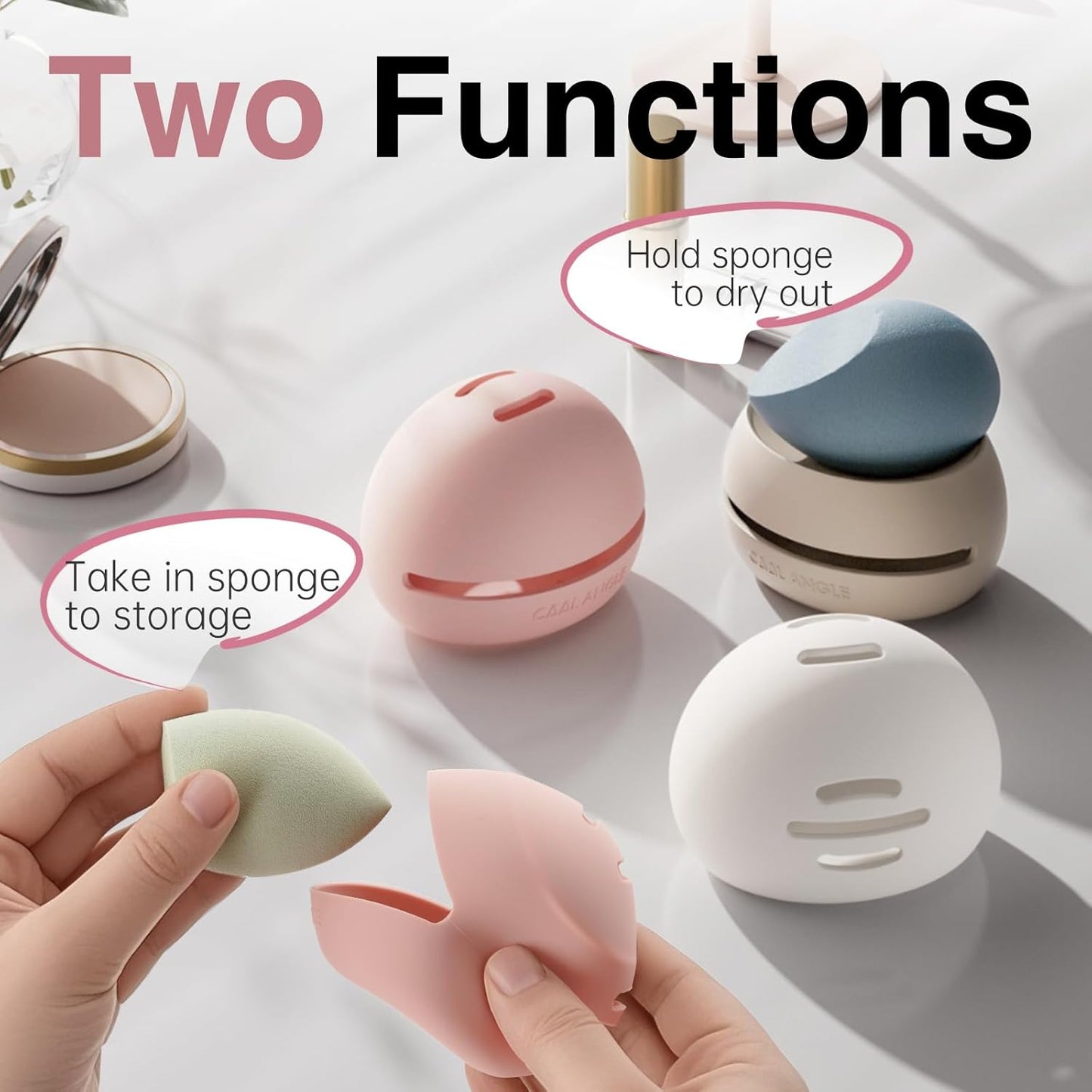 Makeup Sponge Holder Silicone Beauty Sponge Holder Makeup Blender Case for Travel 2 in 1 Stand Storage For Quick Drying White