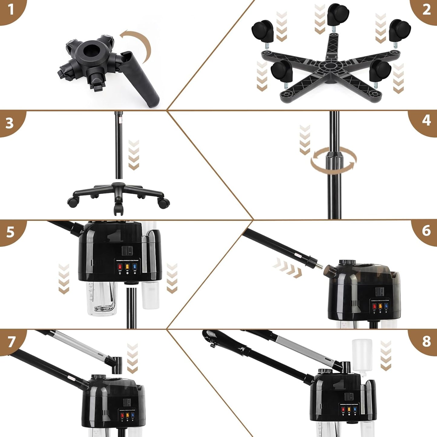 Professional Facial Steamer with Hot and Cold Mist Face Steamer with Wheels for Home Use or Beauty Spa Deep Cleansing and Hydration