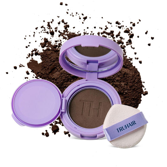 TRUHAIR Root & Scalp Cover Up Pressed Powder Compact, Waterproof, Weightless Hair Coverage & Bald Spot Concealing, Root Touch Up Hair Color for Gray Coverage & Thinning Areas, 0.35 Oz (Darkest Brown)