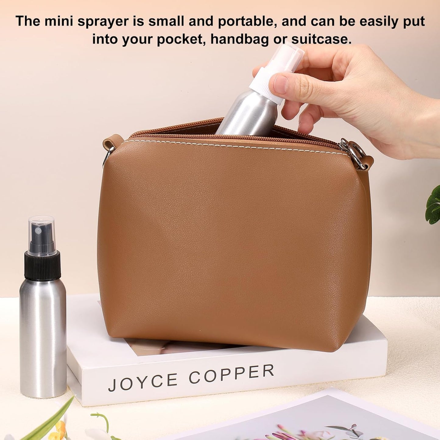 HARFINGTON 3pcs Aluminum Fine Mist Spray Bottles 100ml/3.4oz Metal Small Liquid Alcohol Refillable Travel Container with White Plastic Nozzle Cap for Perfume Skincare Cosmetic Storage Bottle