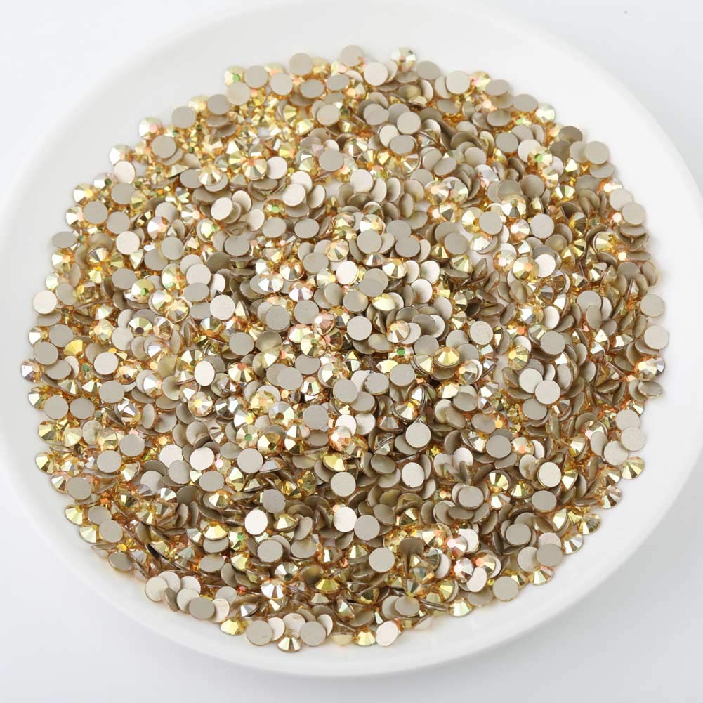 Beadsland 2880pcs Flat Back Crystal Rhinestones Round Gems for Nail Art and Craft Glue Fix,Metal Sunlight,SS4,1.5-1.7mm