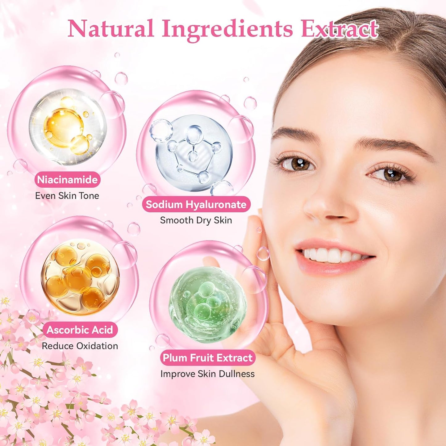 Skin Care Set, Cherry Blossom Skin Care Sets & Kits, Skin Care for Teenage Girls Gift Set with Cleanser, Toner, Serum, Eye Cream, Facial Cream, Facial Skin Care Sets & Kits for Teenage Girls Women