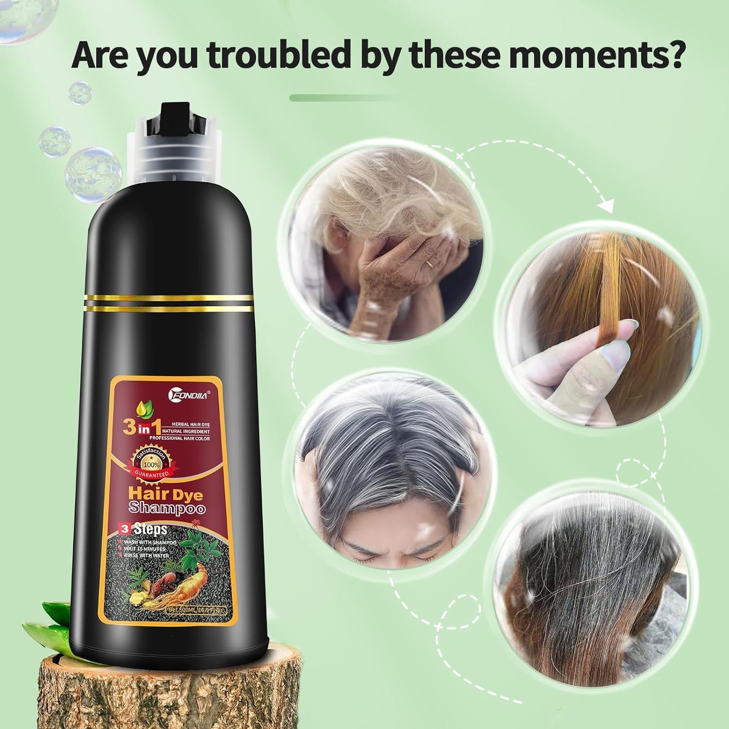 leorx Hair Dye shampoo, 3 In 1 Deep Wine Red Color Shampoo Hair Dye For Refresh Hair Instant Herbal Coloring Shampoo For Women&Men - Tintes Para El Cabello Profesional